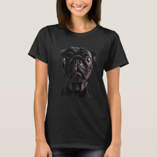 Camiseta Pug Face para Cachorro Mãe Pai Pai Pug Preto