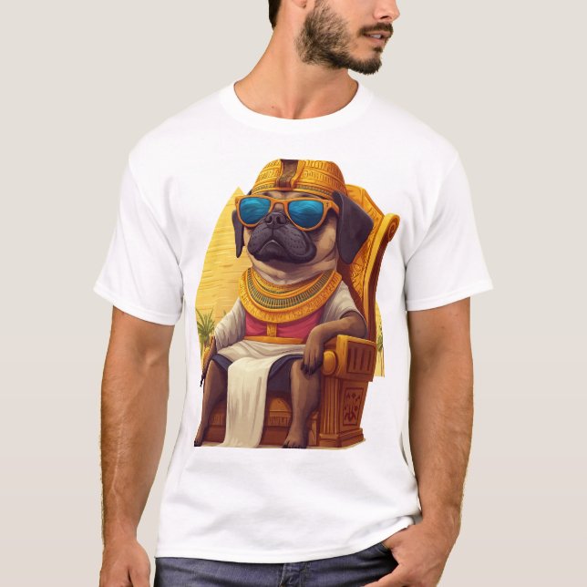 Camiseta Pug Faraó - Cão do Antigo Egito (Frente)