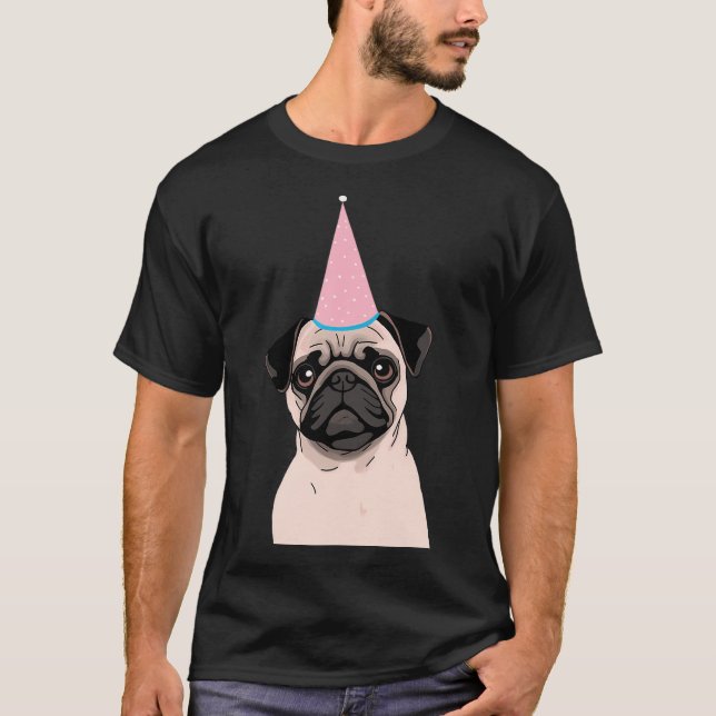 Camiseta Pug feliz aniversário (Frente)