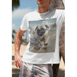 Camiseta Pug Feliz na Praia personalizável