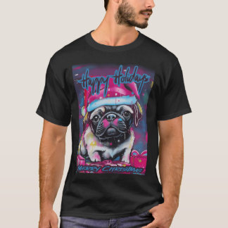 Camiseta Pug FÉRIAS FELIZES 120 NATAL FELIZ