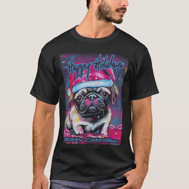 Camiseta Pug FÉRIAS FELIZES 120 NATAL FELIZ (Frente)