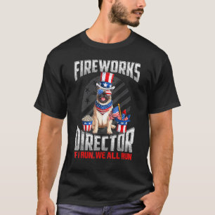 Camiseta Pug Firework Diretor Eu Lhe Lanço Em 4 De Julho Da