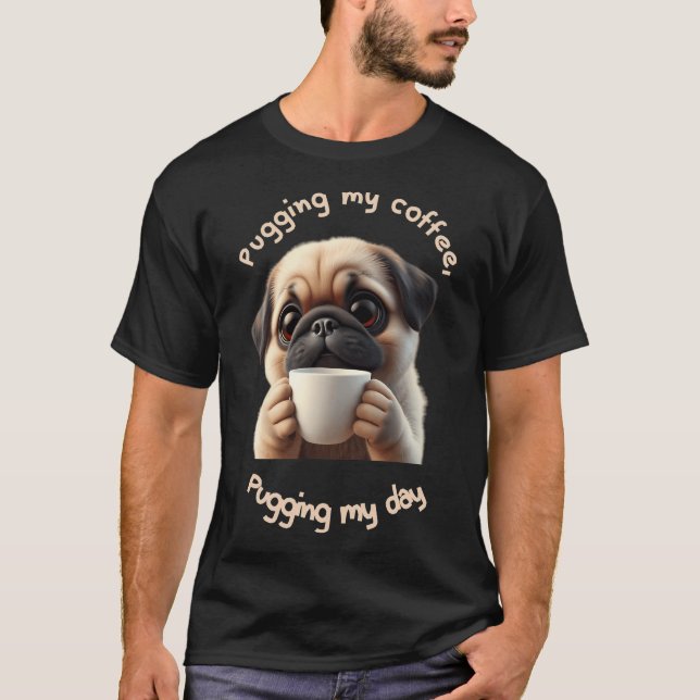 Camiseta Pug Fofo - Amante de Café (Frente)