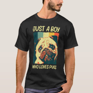 Camiseta Pug Fofo Para Meninos Pet Cão Cachorrinho Raça Pug