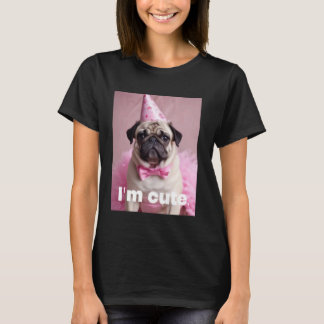Camiseta Pug Fofo Rosa