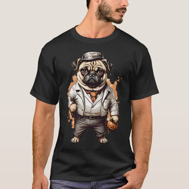 Camiseta Pug Gângster Halloween (Frente)