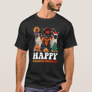 Camiseta Pug Halloween Ação de Graças Feliz Halloth