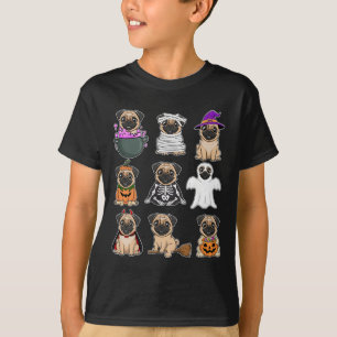 Camiseta Pug Halloween Figurume Spooky Fantasma Pumpkin Pug