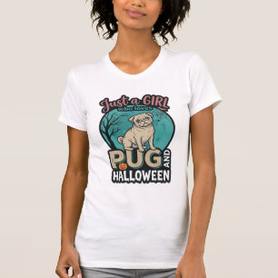 Camiseta Pug Halloween Menina Design Vetorial Vintage_1
