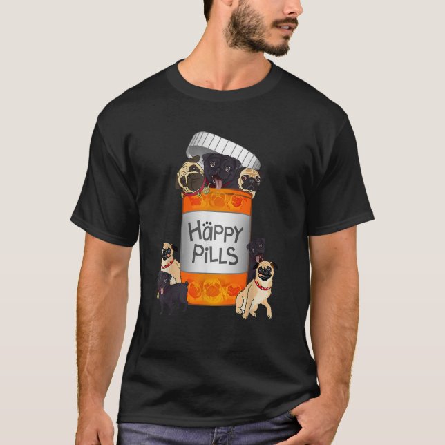 Camiseta Pug Happy Pill (Frente)