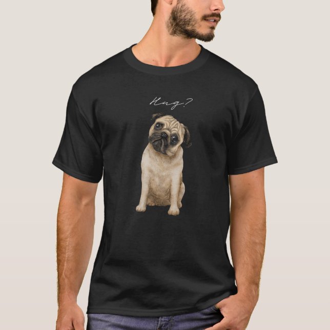 Camiseta Pug Hug Cute Love Pugs Design (Frente)