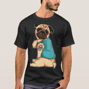 Camiseta Pug I Love Grandma Tattoo Roupa Dog Avó