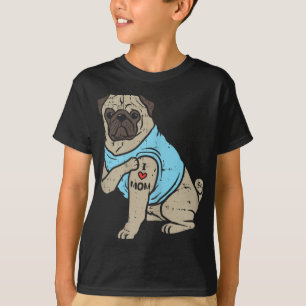 Camiseta Pug I Love Mamãe Fofo Animal Pet Dog Proprietário 