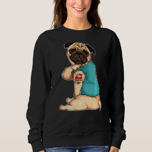 Camiseta Pug I Love Nana Tattoo Roupa Cachorro Nana Madre D