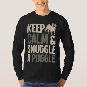 Camiseta Pug impressão Mantém Calma E Encolher Um Puggle En
