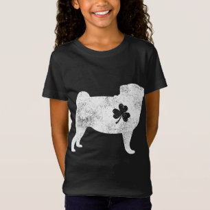 Camiseta Pug Irish Clover Dia de São Patrício Dog Lover Gif