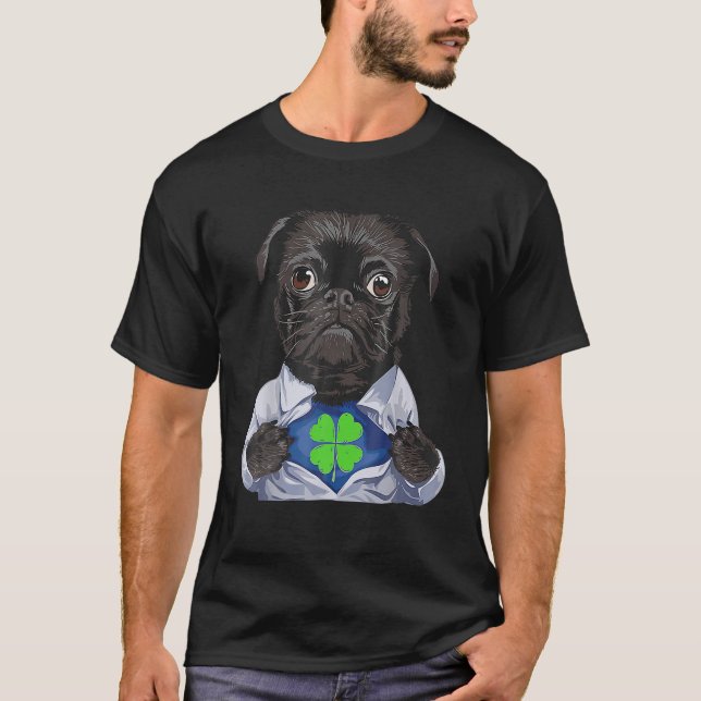 Camiseta Pug Irish Clover Rua Patrick Day Dog Lover Gift (Frente)