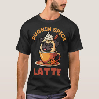 Camiseta Pug kin Latte de Tempero, Outono Divertido, Cachor