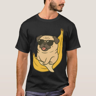 Camiseta Pug Legal com Óculos de Sol em Banana - Corte de C