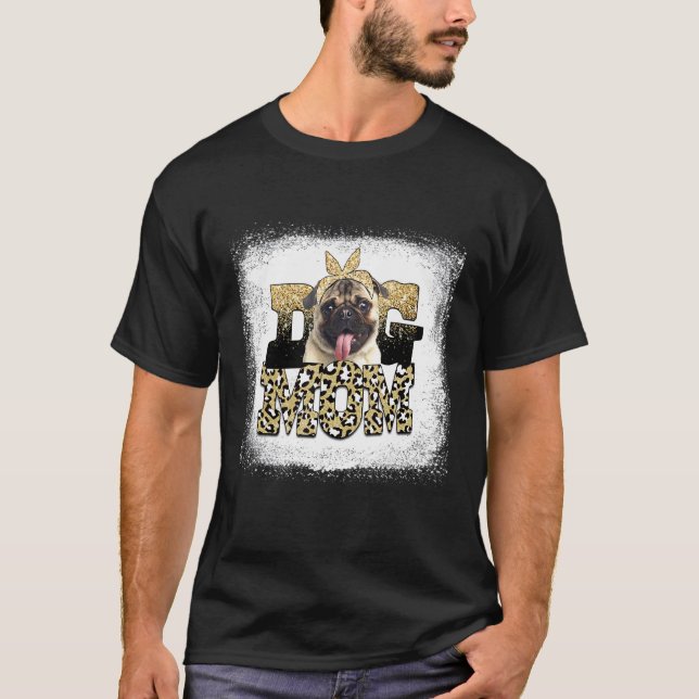 Camiseta Pug Leopardo Ocidental Mãe Dia das Mães (Frente)