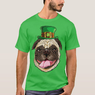 Camiseta Pug Leprechaun Dia de São Patrício Engraçados Pres