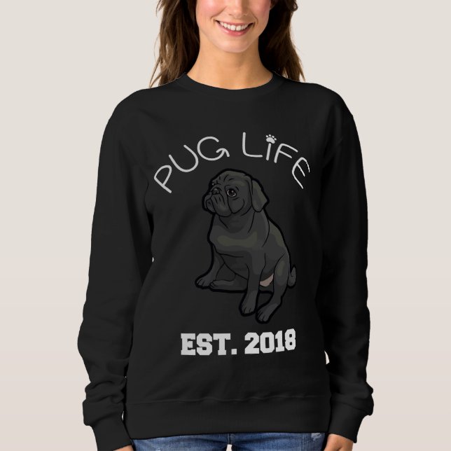 Camiseta Pug Life - Estabelecido Em 2018 - Black Pug Fited  (Frente)