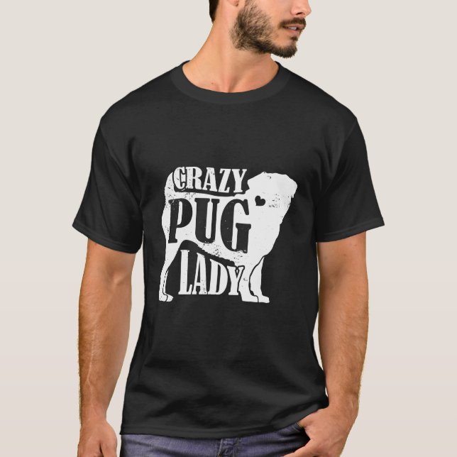 Camiseta Pug Louco Lady Hoodie Pet Dog Dons Mulheres Mãe Gr (Frente)