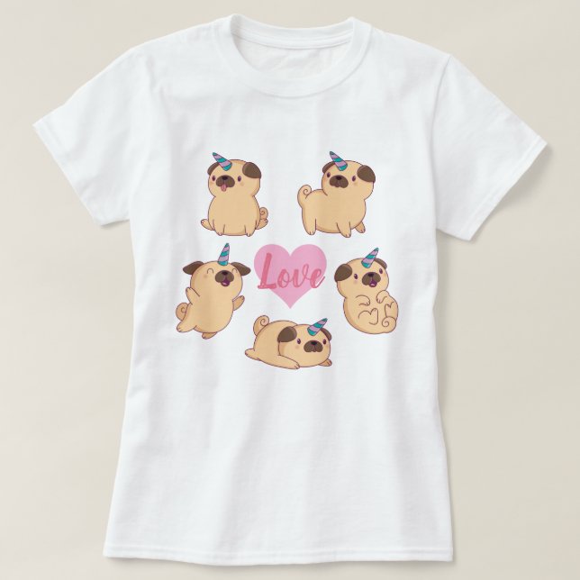 Camiseta Pug Love (Frente do Design)