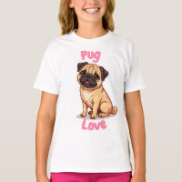 Pug Love - Bonita ilustração de Cachorro Pug Carto