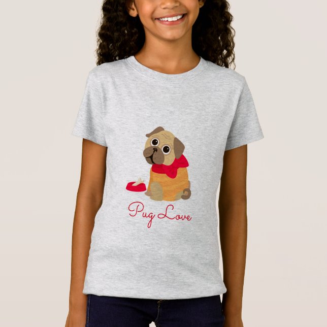 Camiseta Pug Love fofo cachorrinho amante de os animais (Frente)