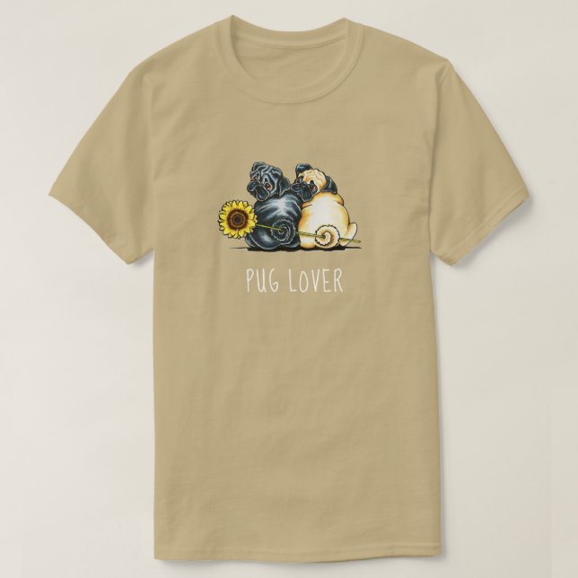 Camiseta Pug Lover Sunflower (Frente do Design)