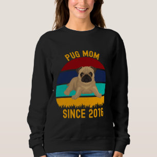 Camiseta Pug Mãe Desde 2016 - Cachorros Engraçados Cita T-S