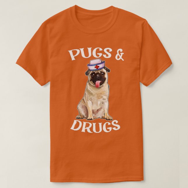 Camiseta Pug Mãe Pug Cachorro Mamãe Orgulhosa Enfermeira A  (Frente do Design)