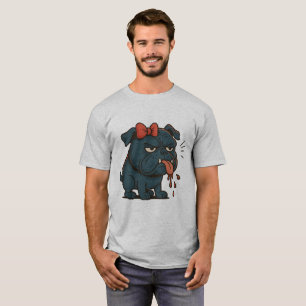 Camiseta Pug Mal-Humorado Babando com Laço Vermelho – Atitu