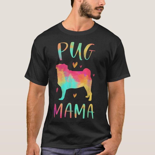 Camiseta Pug Mama Colorida Pug Dons Cachorro Mãe (Frente)
