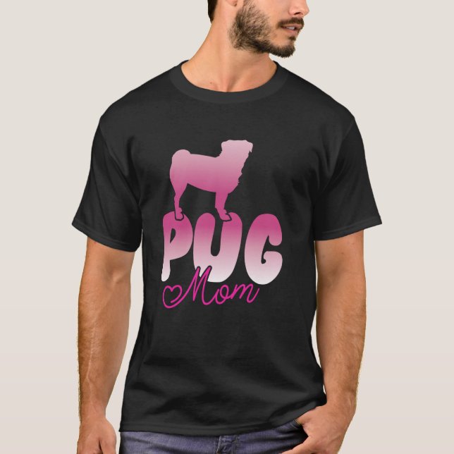 Camiseta Pug Mama Retro Puggle Cachorro Mãe Lover (Frente)