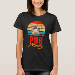 Camiseta Pug Mamãe Vintage Porco Retro Cão Mãe Dia