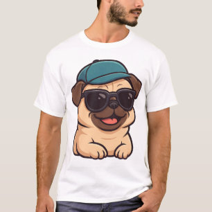 Camiseta Pug maneiro com óculos de sol alegria de verão car