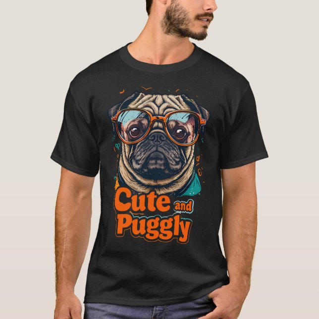 Camiseta PUG Marrom Creme Correndo com as palavras 'Estou c (Frente)