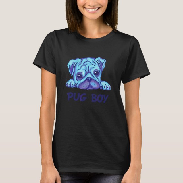Camiseta Pug Menino Rosto de Cachorro Pug (Frente)