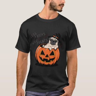 Camiseta Pug Menos Truques Mais Guloseimas Fofo Halloween