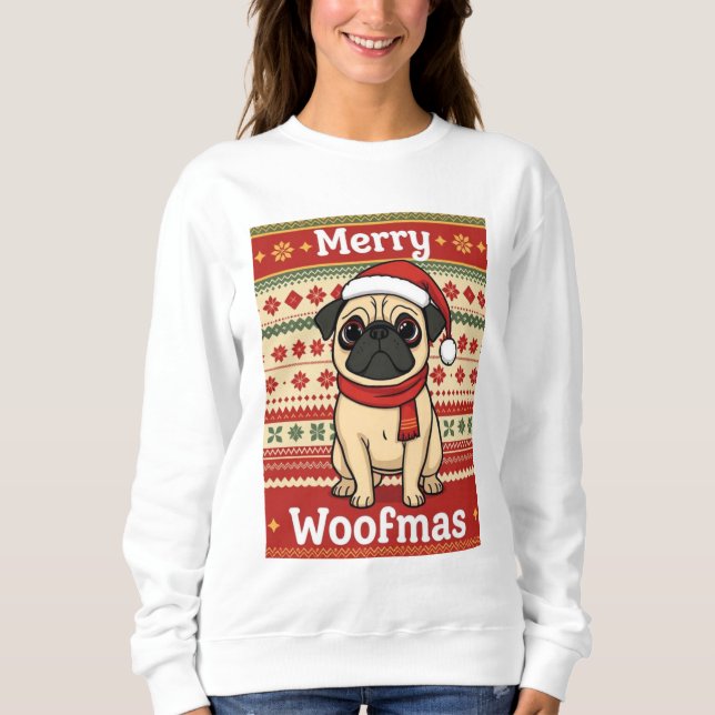 Camiseta Pug Merry Woofmas (Frente)