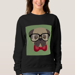Camiseta Pug Modestável - Pug com Red Bowtie e Green Ba