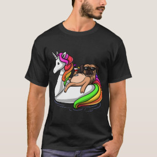 Camiseta Pug Montado no Unicórnio Flutuante