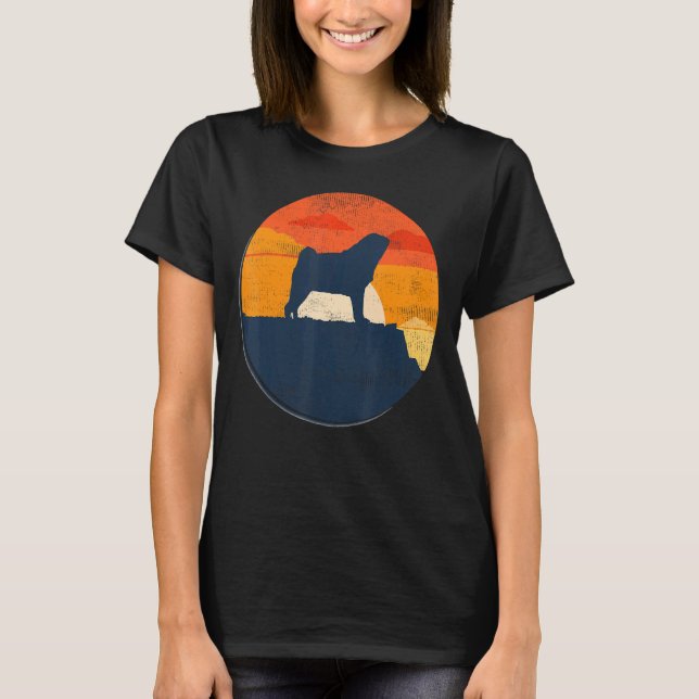 Camiseta Pug Mops Carlin Dog Raça Retro 1 (Frente)