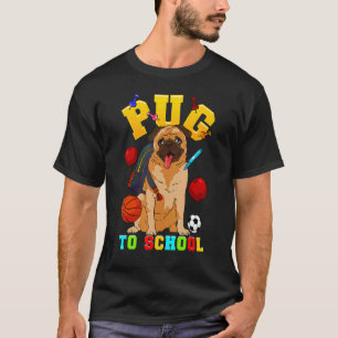 Camiseta Pug na Escola de Volta à Escola Pun Dog