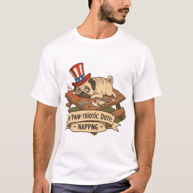 Camiseta Pug Napping  (Frente)
