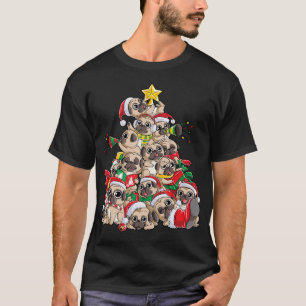 Camiseta Pug Natal Alegre Pugmas Árvore de Natal Papai Noel