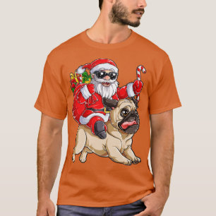 Camiseta Pug Natal Papai Noel Andando Pugmas Cachorro Xmas 